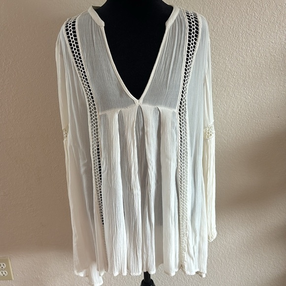 Free People Just The Two Of Us Boho Flowy Ivory Tunic 0070 - Picture 5 of 11